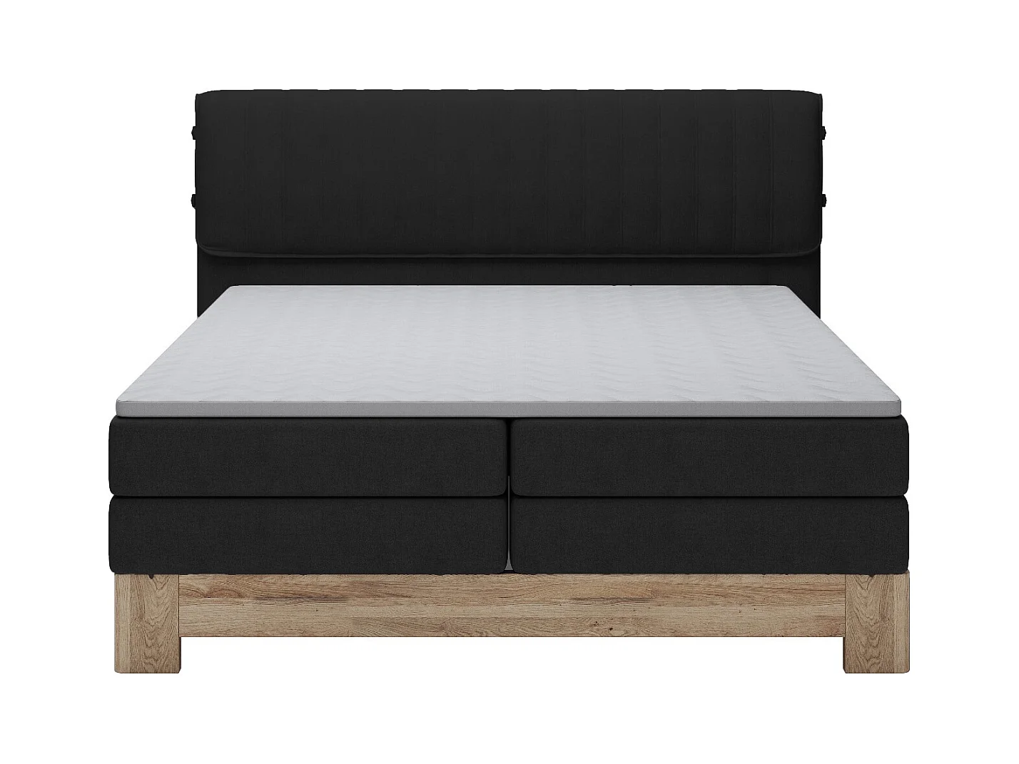 MELIA, Lit rembourré avec ressorts ensachés, cadre en chêne, matelas élastique, surface de couchage : 160x200 cm, noir