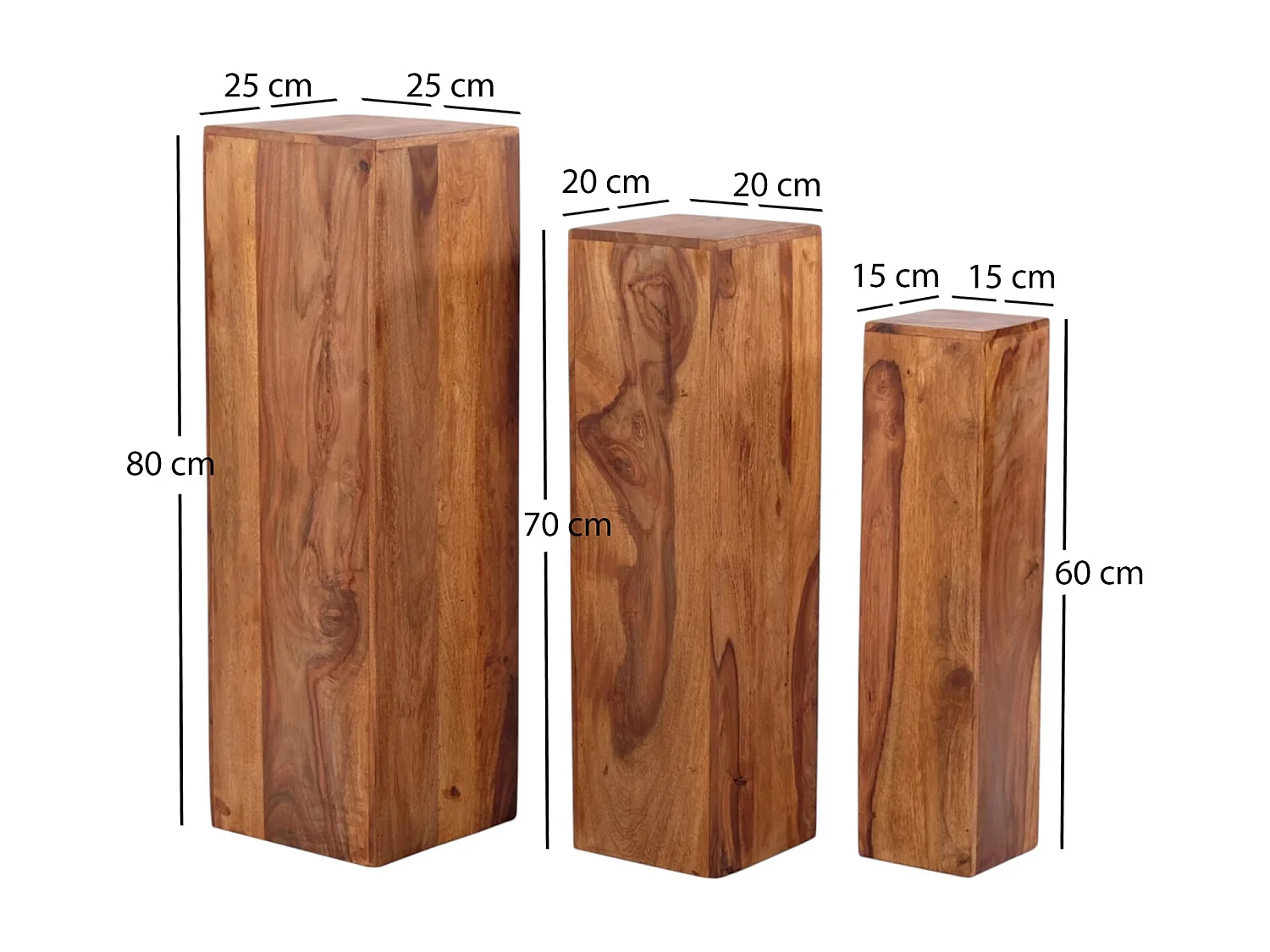 COLONNE DOLOMITES 3 pièces. Bois de sheesham massif, différentes tailles couleurs naturelles