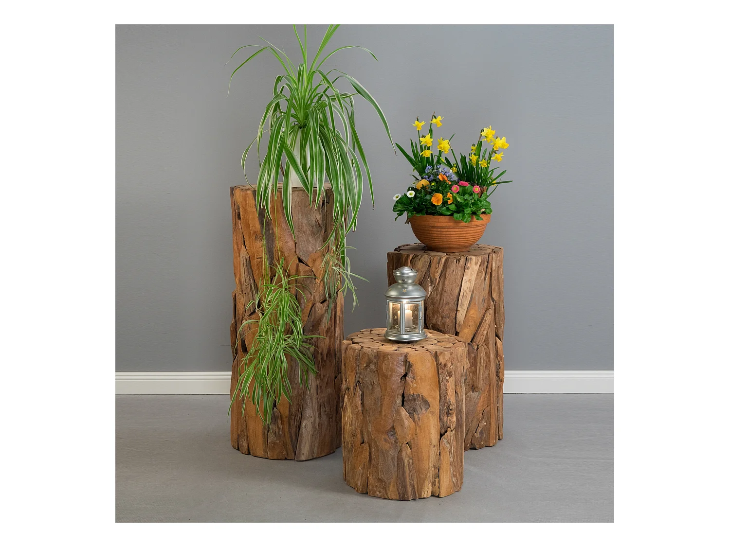 COLONNE DÉCORATIVE Malea 60 Bois massif, rond, pour plantes, bougies couleurs naturelles