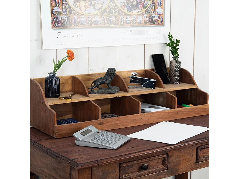 ORGANISATEUR Stockage 80 Bois massif en acajou, 8 compartiments couleurs naturelles