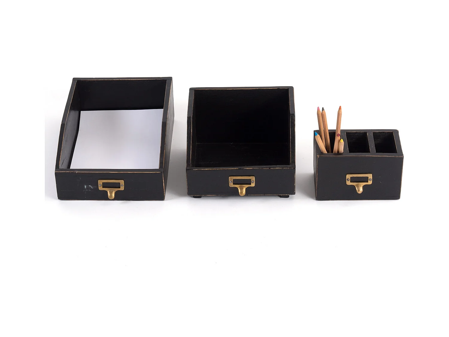 SET D'ORGANISATEUR Bureau 3 pièces Bois de mahogany, avec tableau écrivable 09 voodoo - schwarz