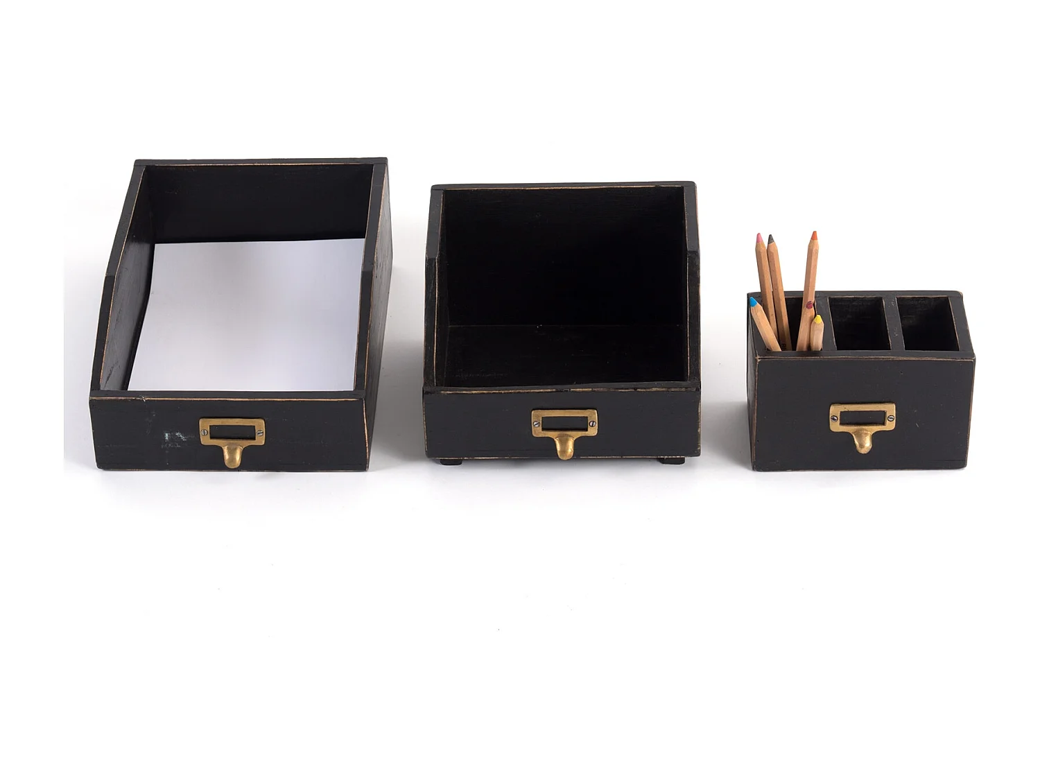 SET D'ORGANISATEUR Bureau 3 pièces Bois de mahogany, avec tableau écrivable 09 voodoo - schwarz