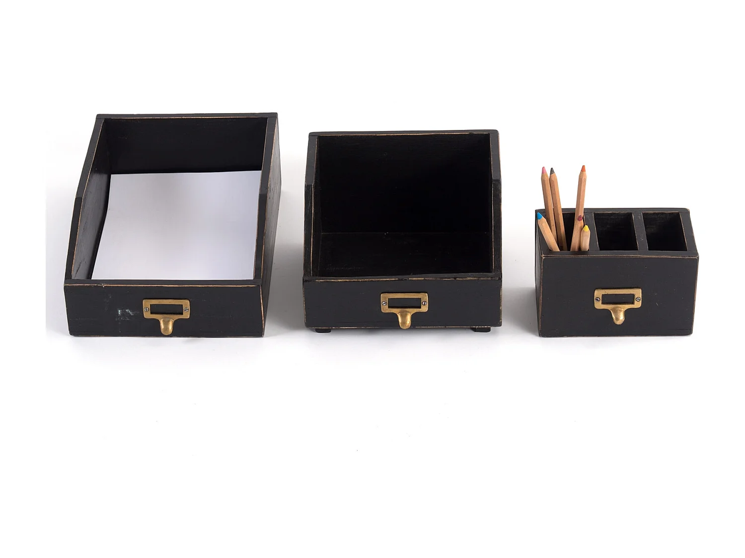 SET D'ORGANISATEUR Bureau 3 pièces Bois de mahogany, avec tableau écrivable 09 voodoo - schwarz