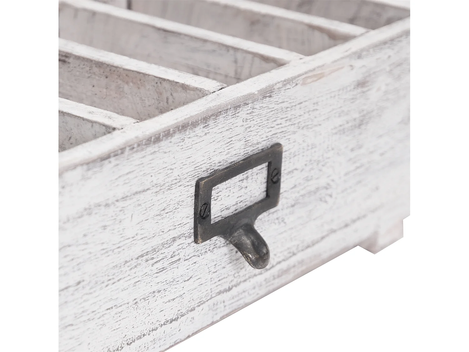 TISCH-ORGANIZER Runa Mahagoni Massivholz, 6 Fächer white washed