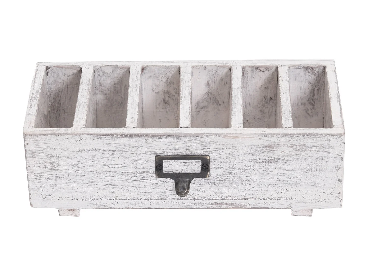 TISCH-ORGANIZER Runa Mahagoni Massivholz, 6 Fächer white washed
