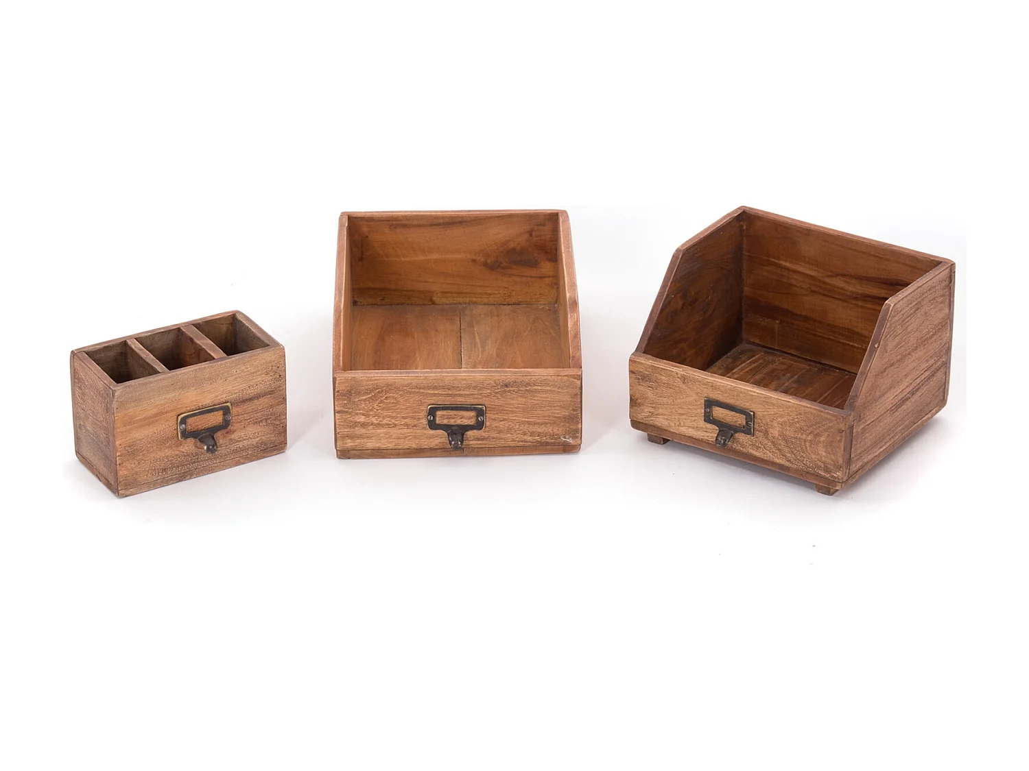 ORGANIZER-SET Office 3-teilig Mahagoni Holz, mit beschreibbarer Tafel 01 natur-vintage