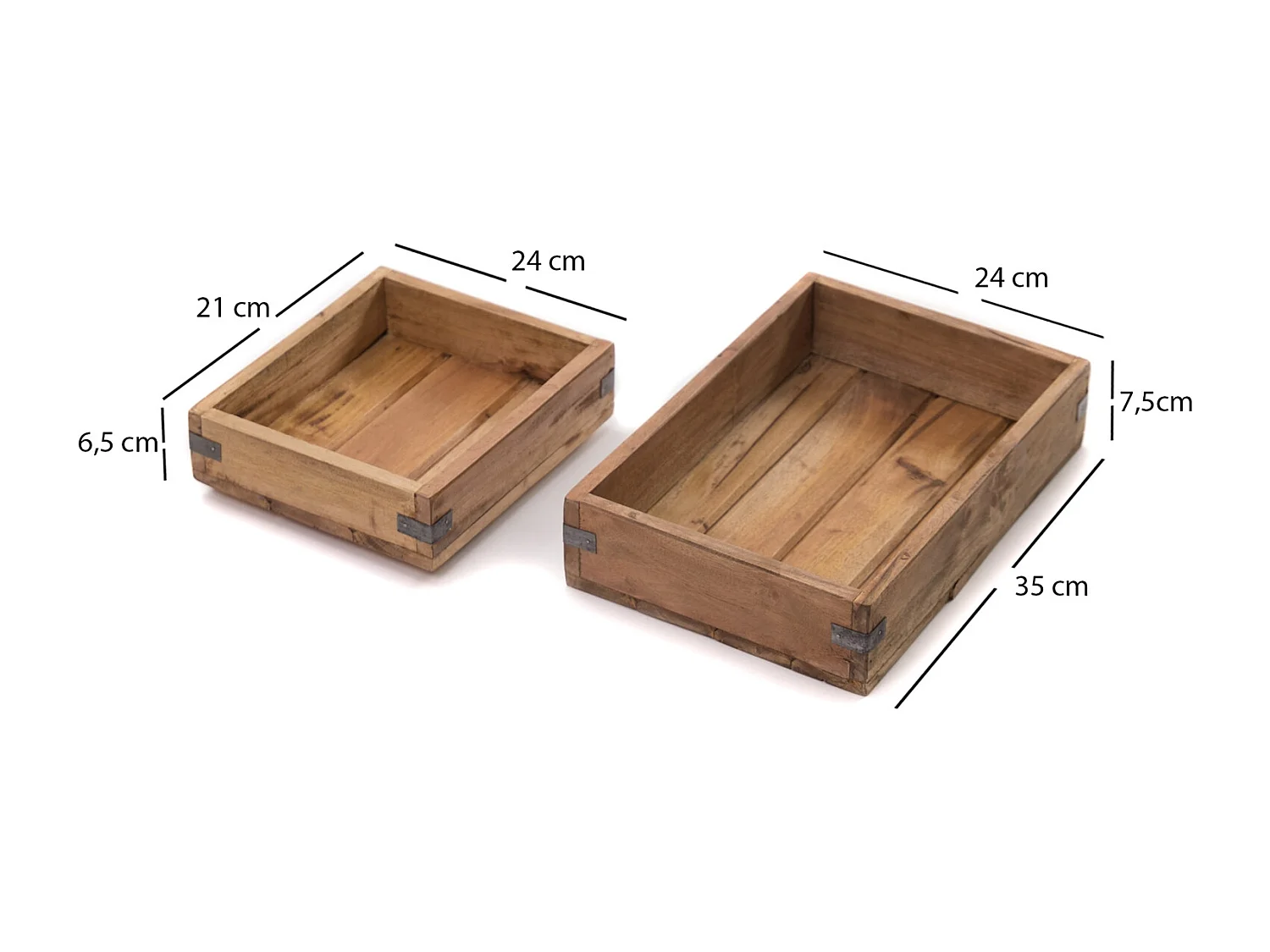 KISTEN-SET Trays 2-tlg. Mahagoni Holz, stapelbar naturfarben