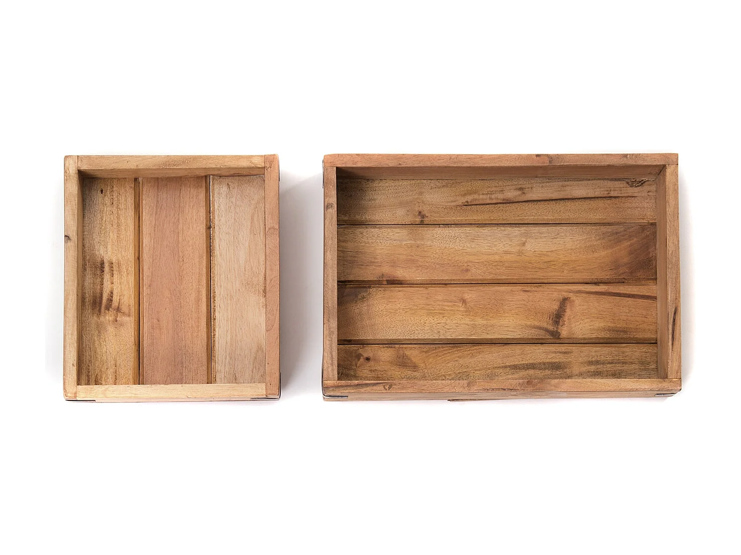 KISTEN-SET Trays 2-tlg. Mahagoni Holz, stapelbar naturfarben
