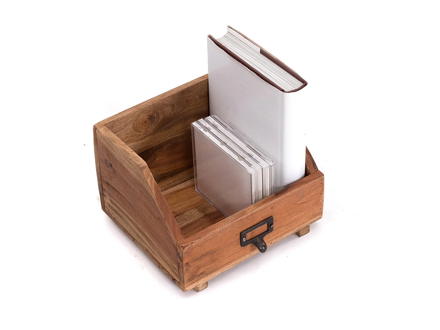 SCHREIBTISCHABLAGE  BÜCHERBOX 24 Recyclingholz massiv naturfarben