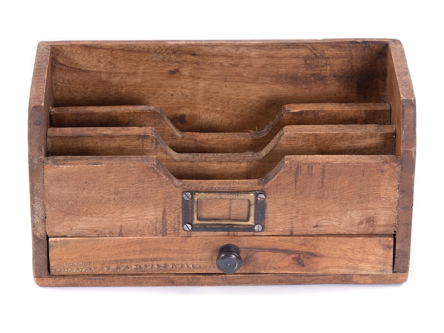 ORGANISATEUR DE BUREAU Juna Bois massif en acajou, 3 compartiments avec tiroir couleurs naturelles