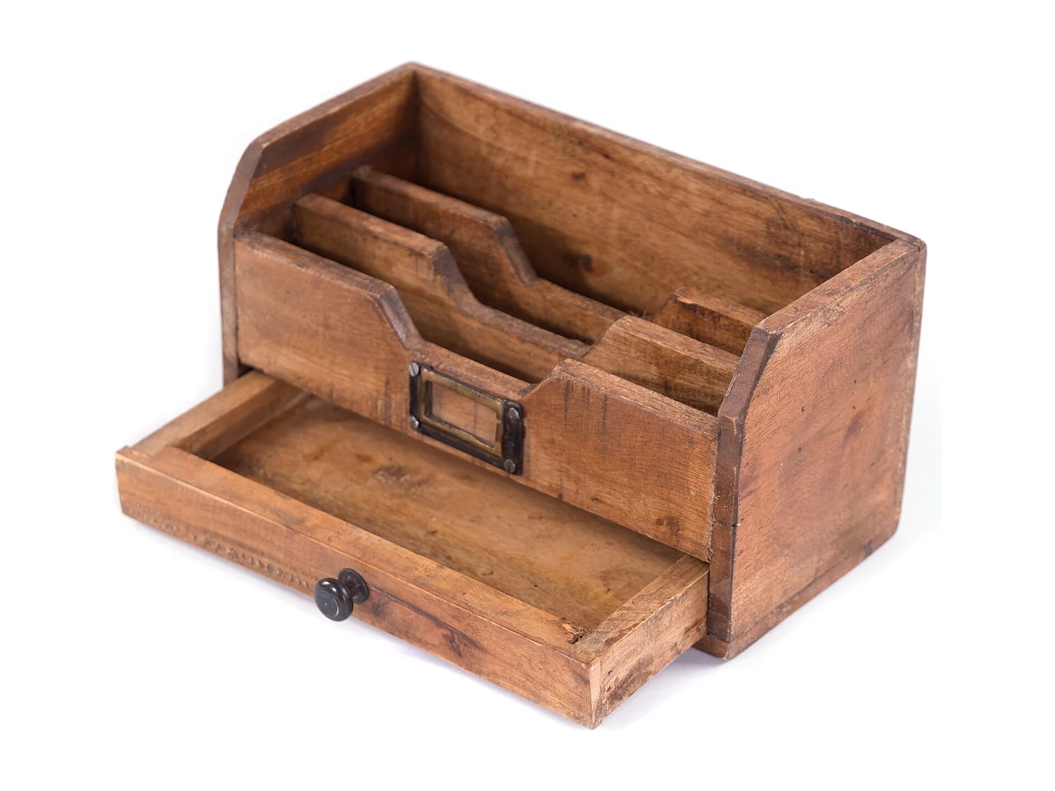 ORGANISATEUR DE BUREAU Juna Bois massif en acajou, 3 compartiments avec tiroir couleurs naturelles