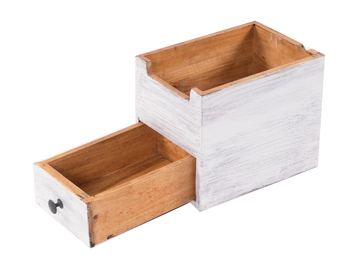 ORGANIZER File Mahagoni Massivholz, 1 Fach, 1 Schublade Weiß-natur