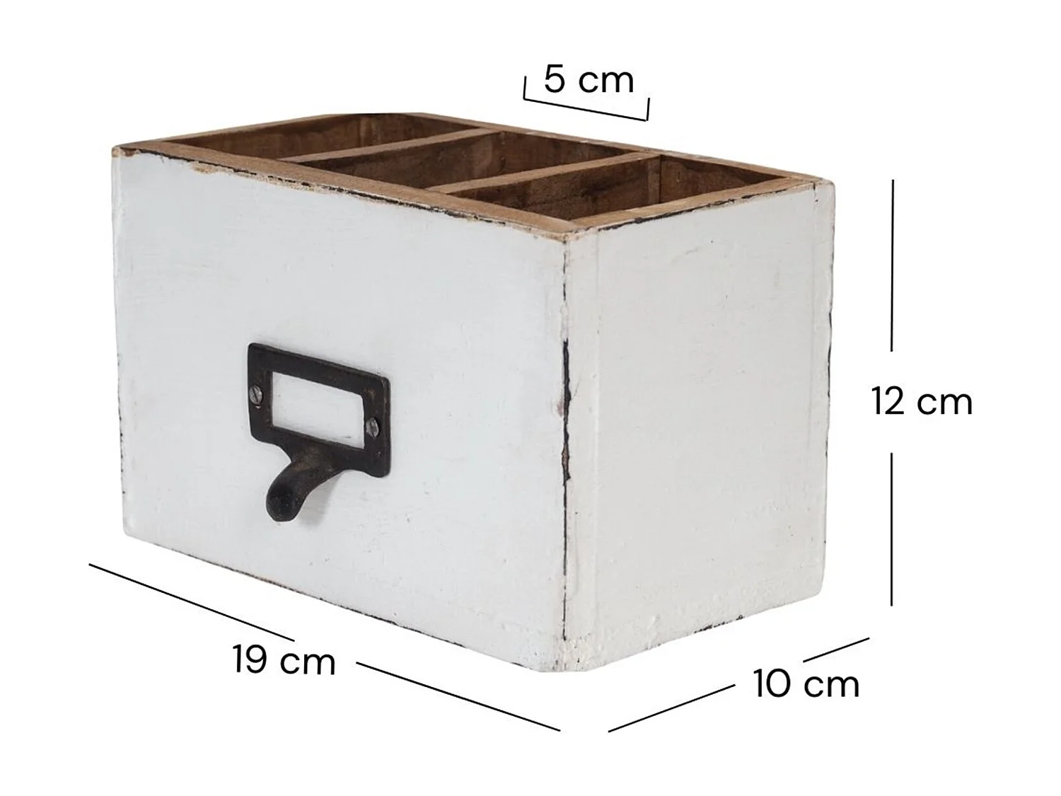 STIFTEHALTER-BOX Vintage 19 Mahagoni 06 weiß-landhaus