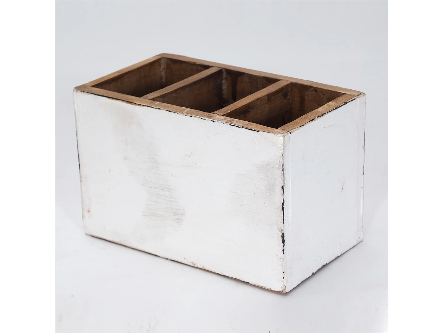 STIFTEHALTER-BOX Vintage 19 Mahagoni 06 weiß-landhaus