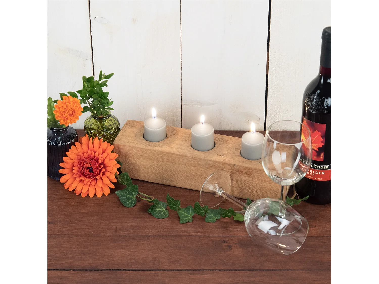 ORGANIZER  Station I Massivholz, 3 runde Fächer naturfarben