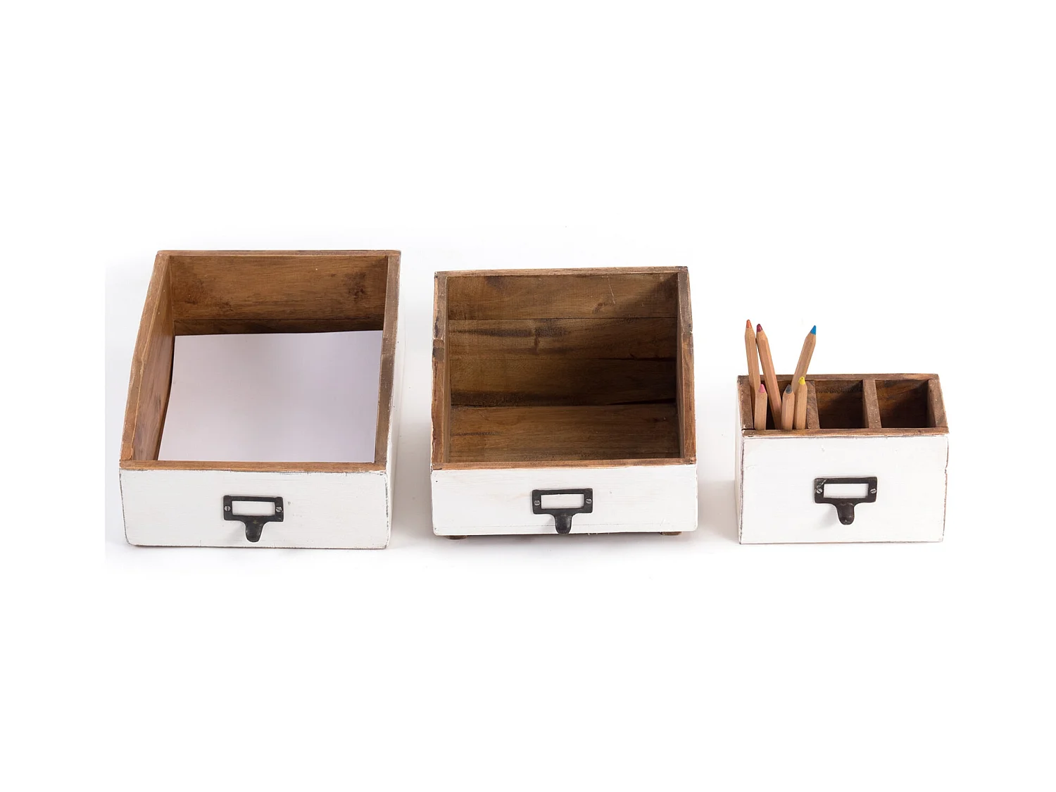 ENSEMBLE D'ORGANISATEUR Bureau 3 pièces Bois de mahogany, avec tableau écrivable 06 weiß-landhaus