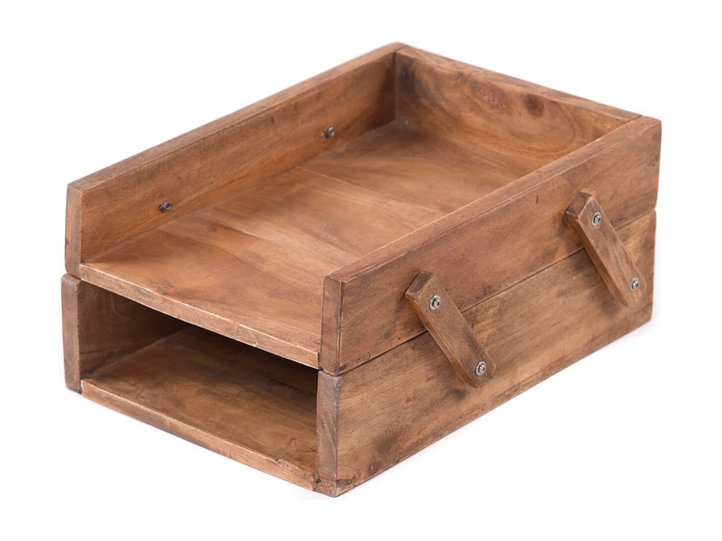 SCHREIBTISCH-ORGANIZER Slide Mahagoni Massivholz, 2 Fächer, verstellbar naturfarben