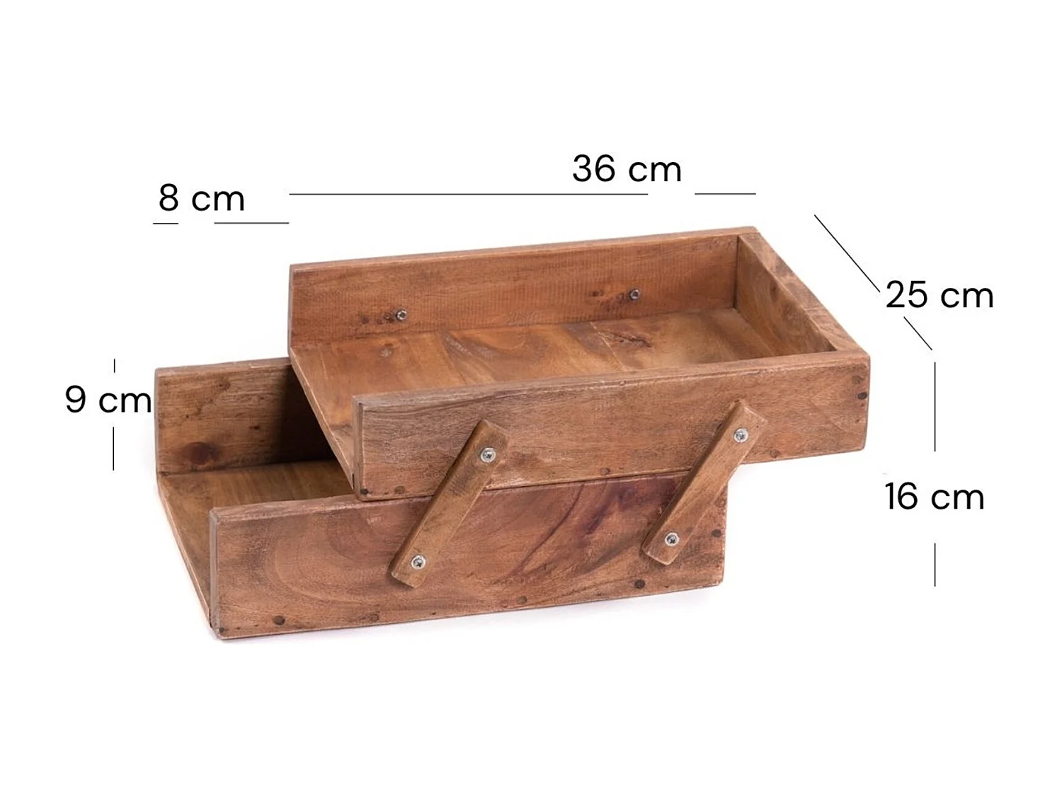 ORGANISATEUR DE BUREAU Diapositive Bois massif en acajou, 2 compartiments, réglable couleurs naturelles