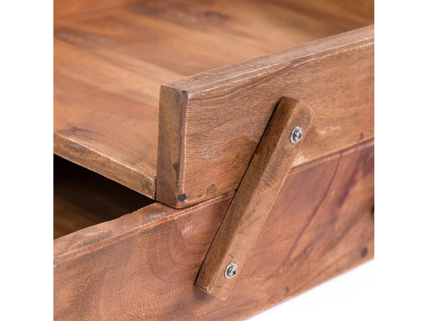 ORGANISATEUR DE BUREAU Diapositive Bois massif en acajou, 2 compartiments, réglable couleurs naturelles