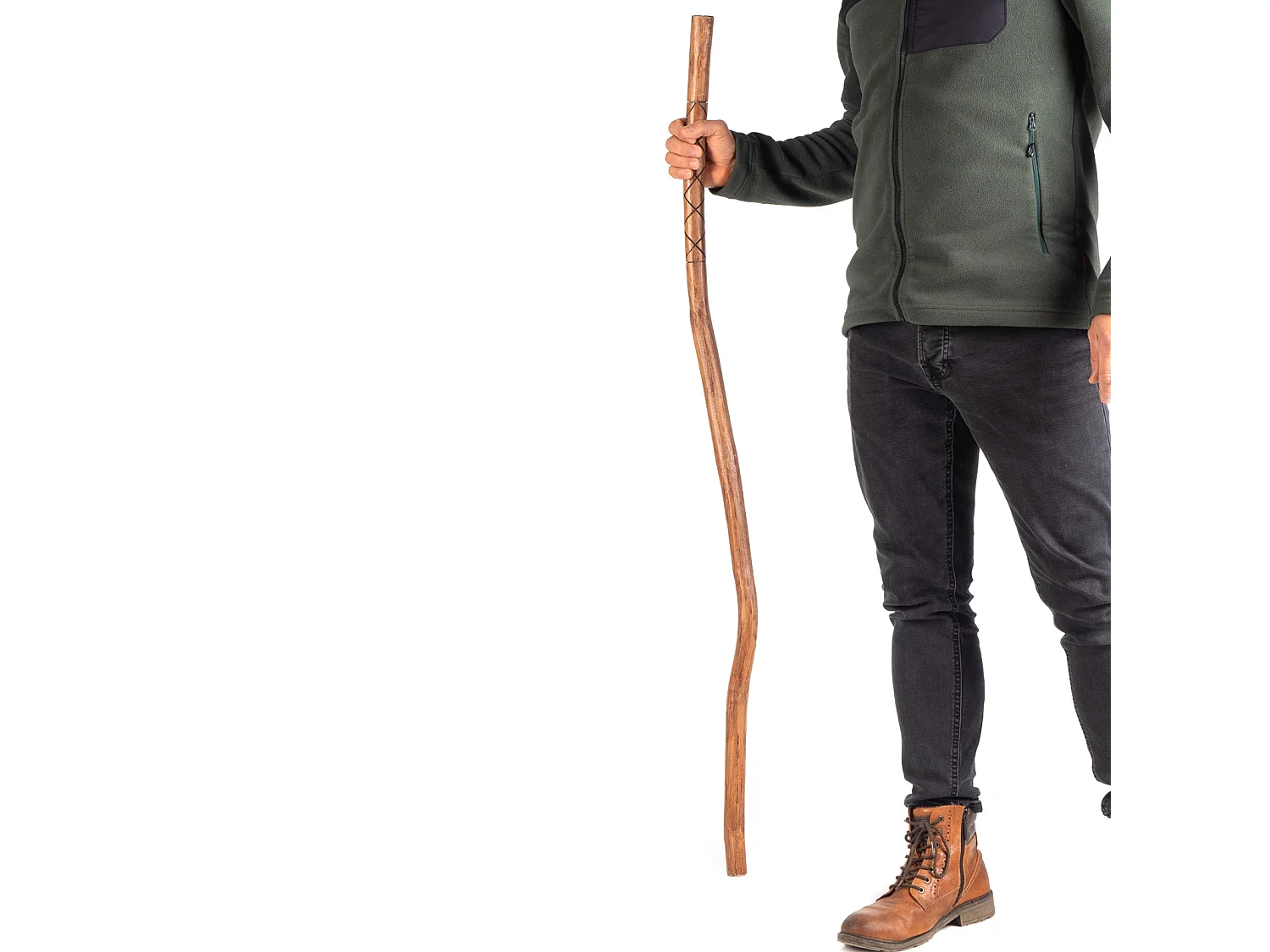 BÂTON DE RANDONNÉE DÉCORATIF Marcher 120 cm, Teck massif couleurs naturelles