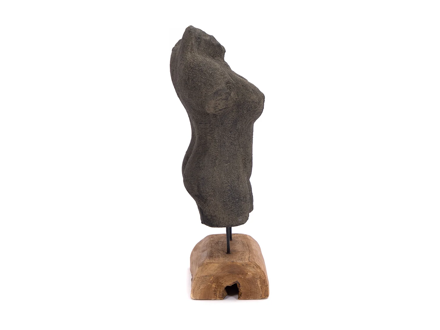 SCULPTURE Femme 54 cm, béton sur socle en bois gris