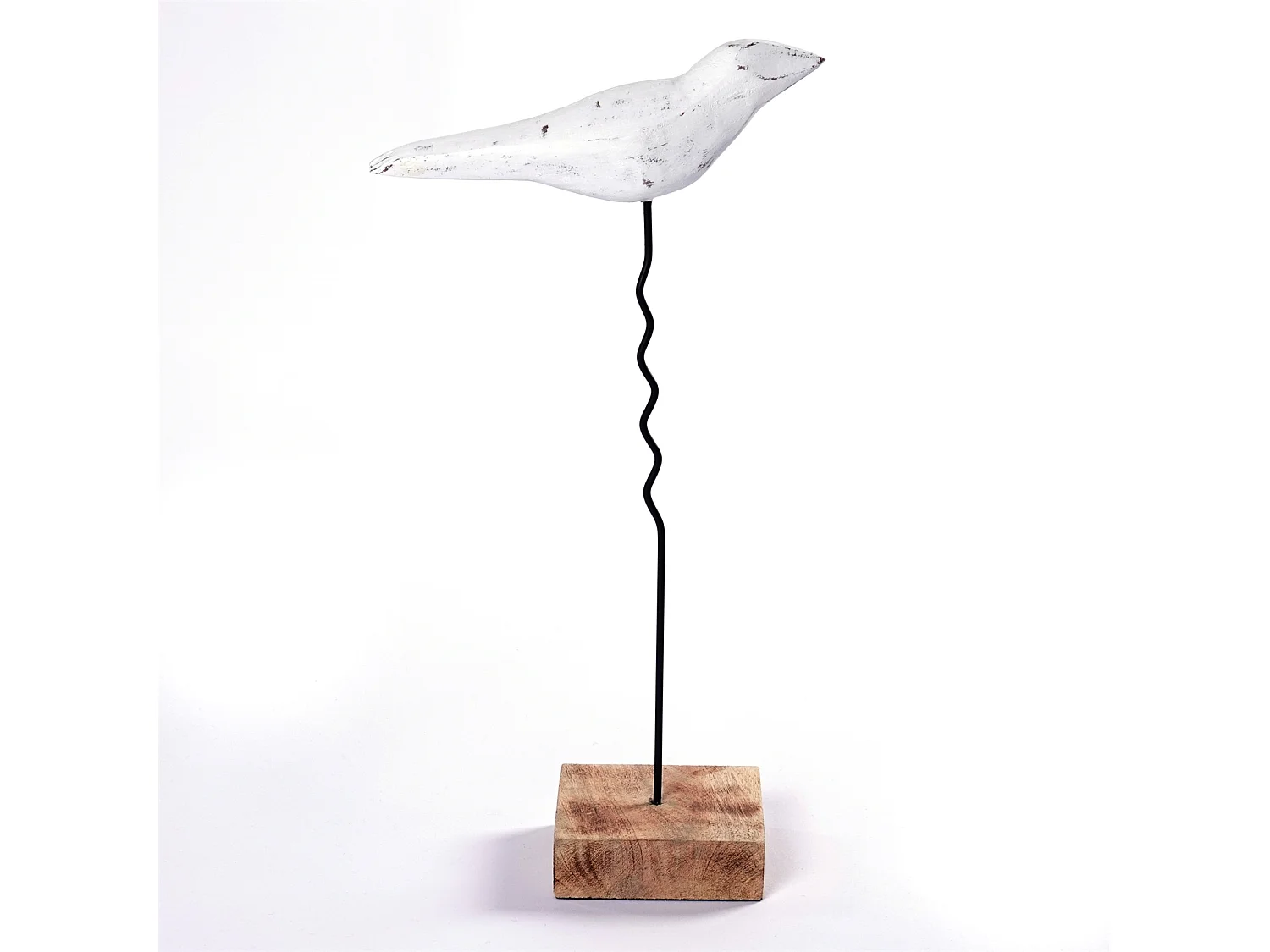 SCULPTURE VOGEL Kikki 42 Socle en bois de mangue blanc-nature