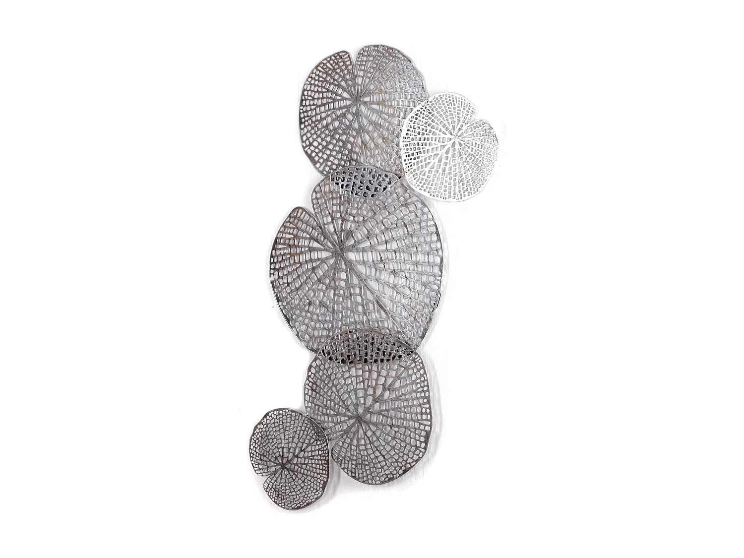 WANDDEKO BIG LEAVES Metall antik-silber