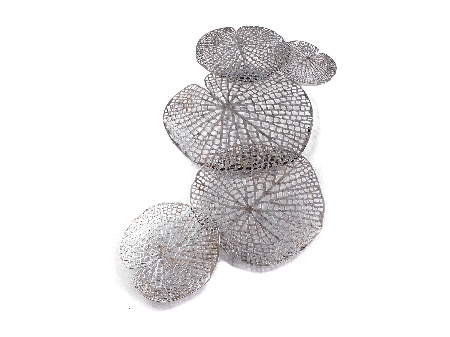 WANDDEKO BIG LEAVES Metall antik-silber