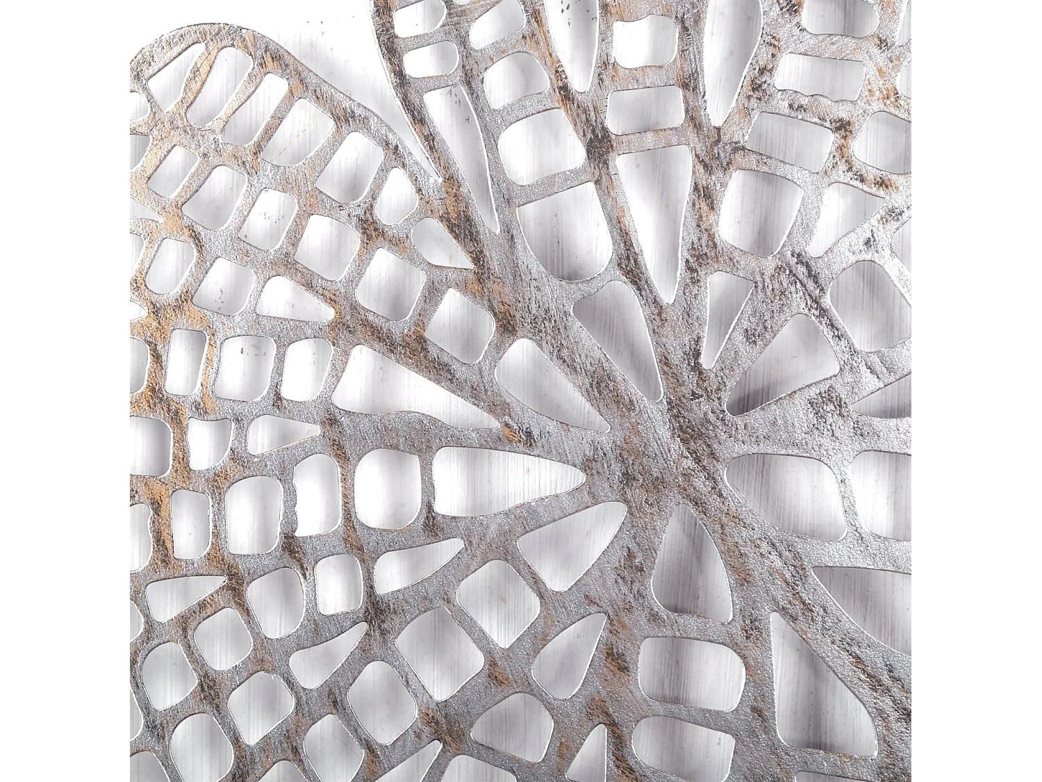 WANDDEKO BIG LEAVES Metall antik-silber