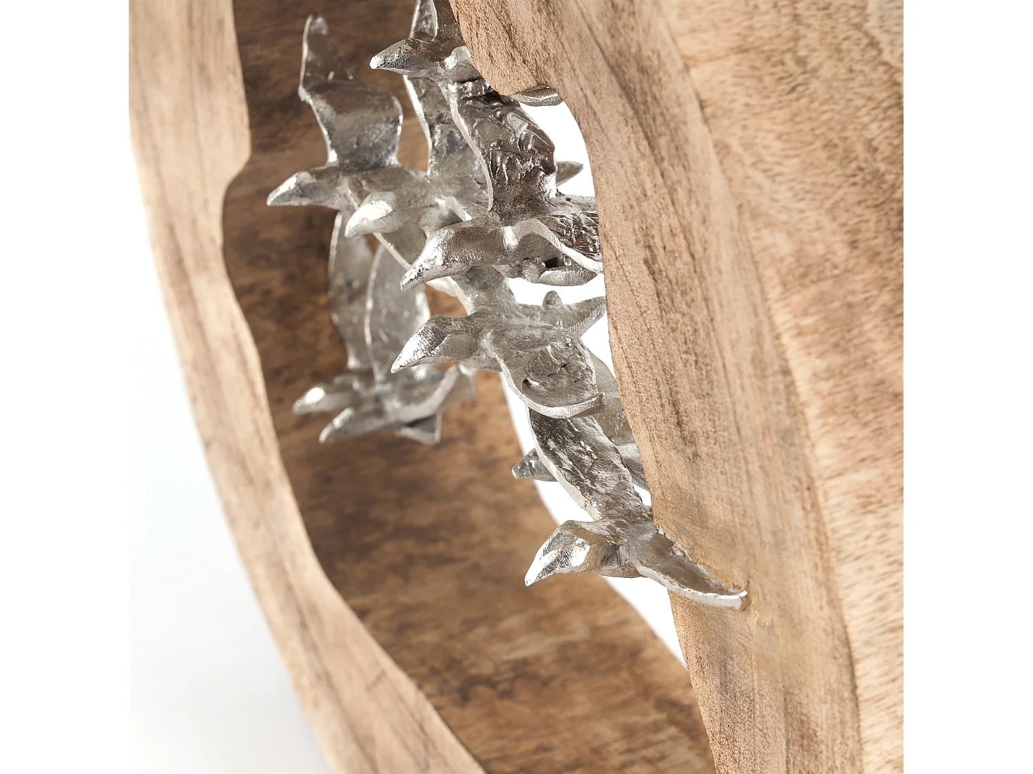 SKULPTUR BIRDS Mangoholz, Aluminium natur-silber