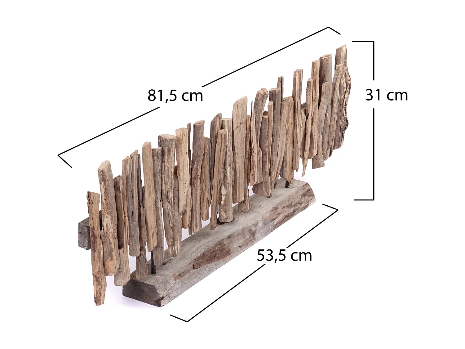 SKULPTUR Solea 80 cm, Treibholz auf Sockel naturfarben