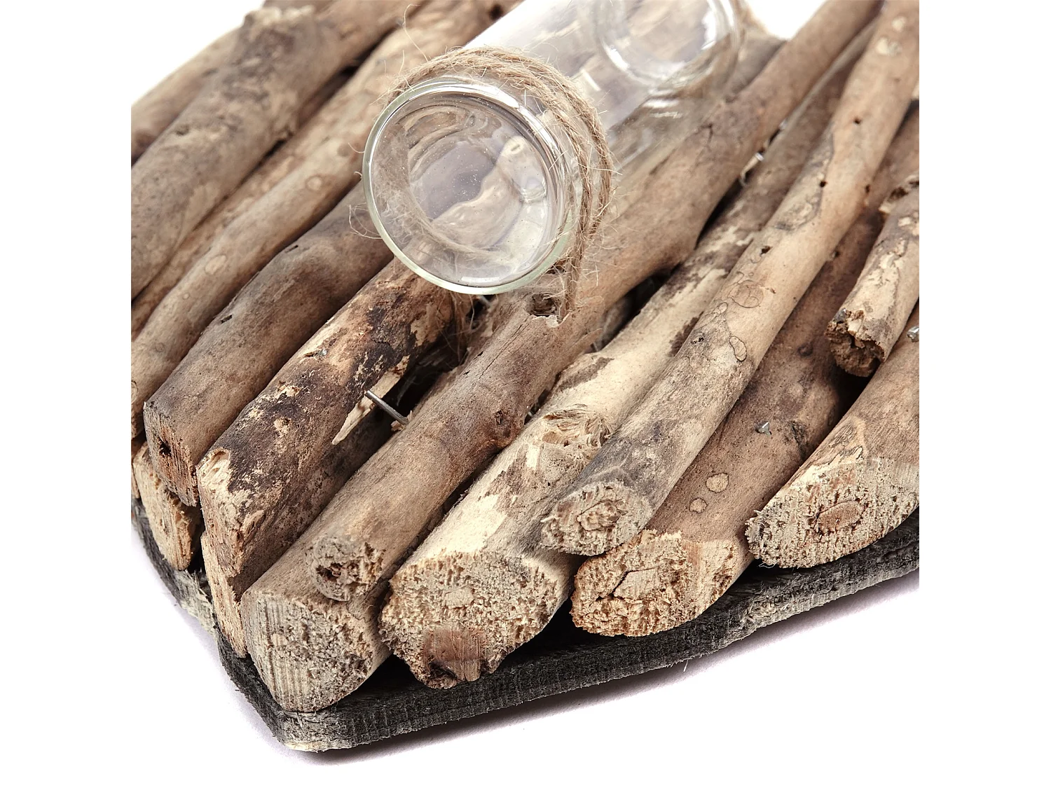 VASE MURAL Flor Bois flotté, en forme de cœur, avec tube à essai couleurs naturelles