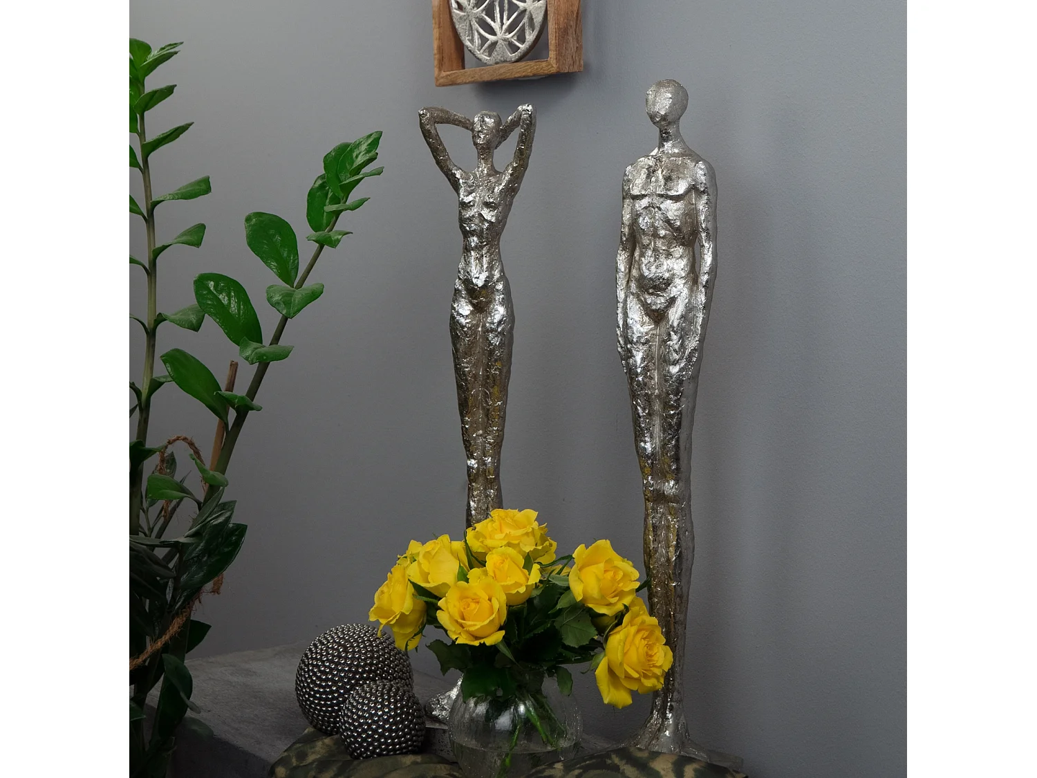 SKULPTUR-SET Millenium 2-teilig Poly-Kunststein silber