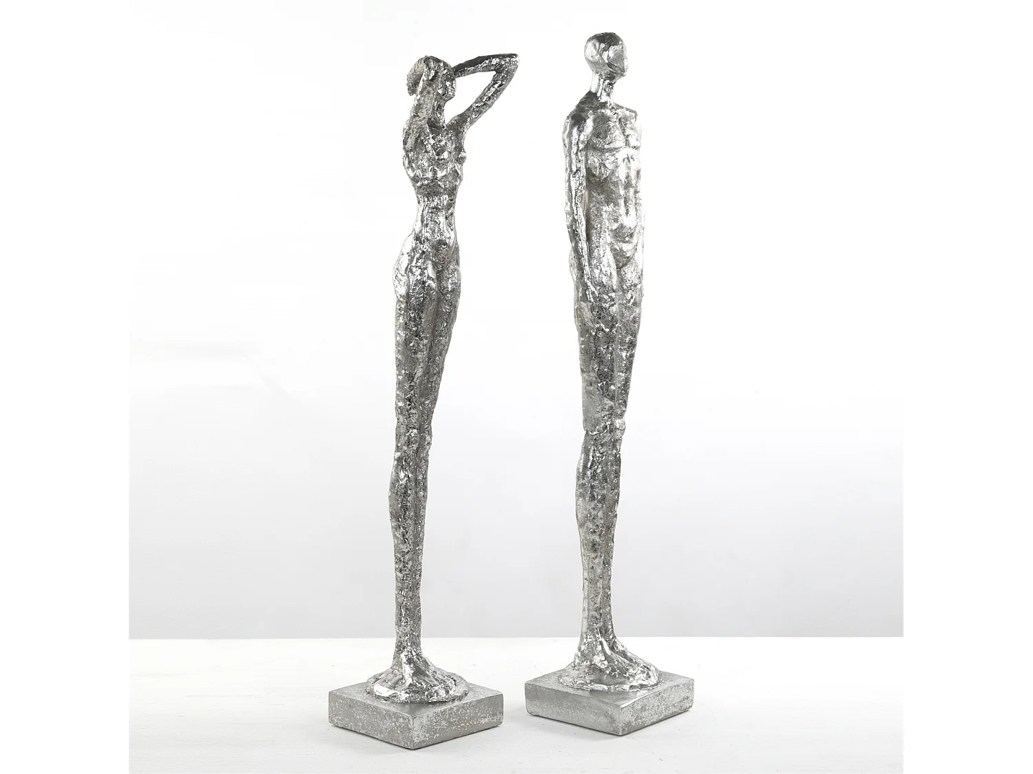 ENSEMBLE DE SCULPTURES Millénium 2 pièces Poly-artificiel argent