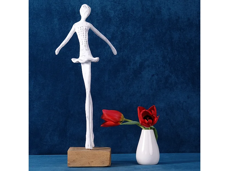SKULPTUR BALLERINA III Mangoholz weiß-natur