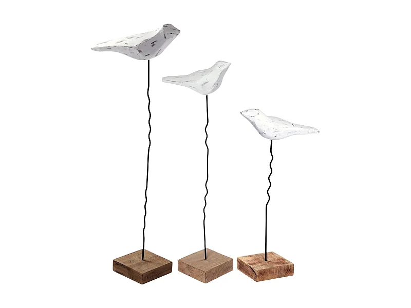 SCULPTURE Ensemble de 3 figurines d'oiseaux Kikki