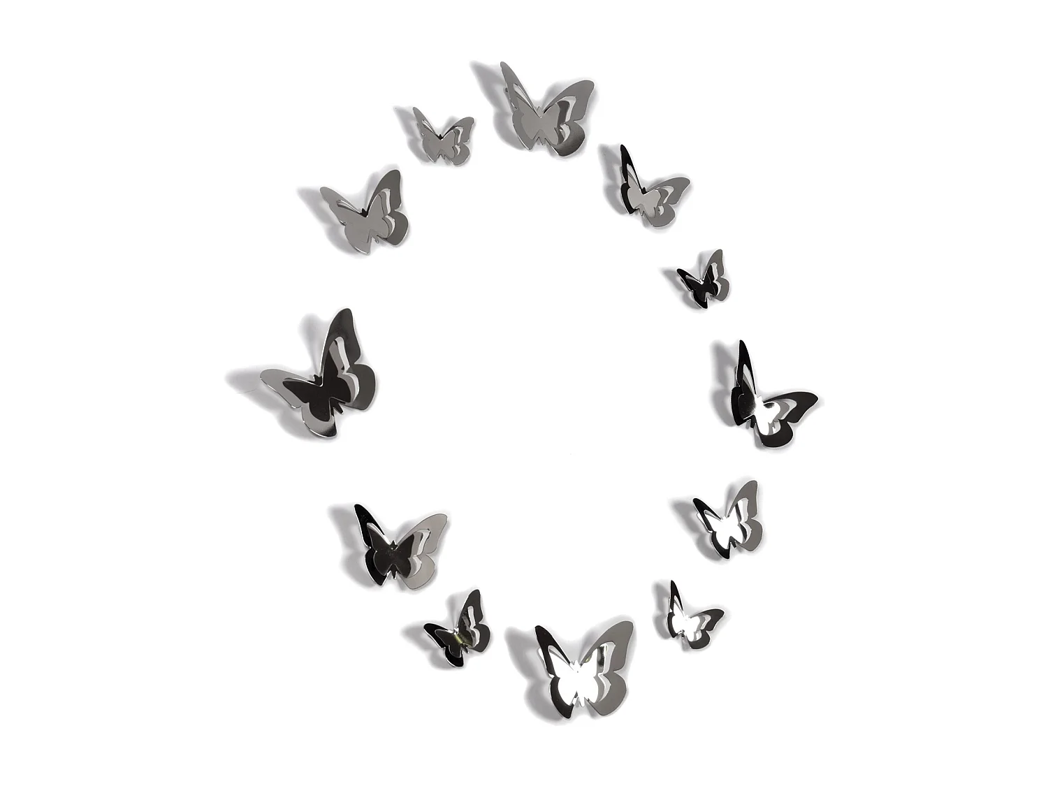 DÉCORATION MURALE nuée de papillons Métal, 12 papillons argenté