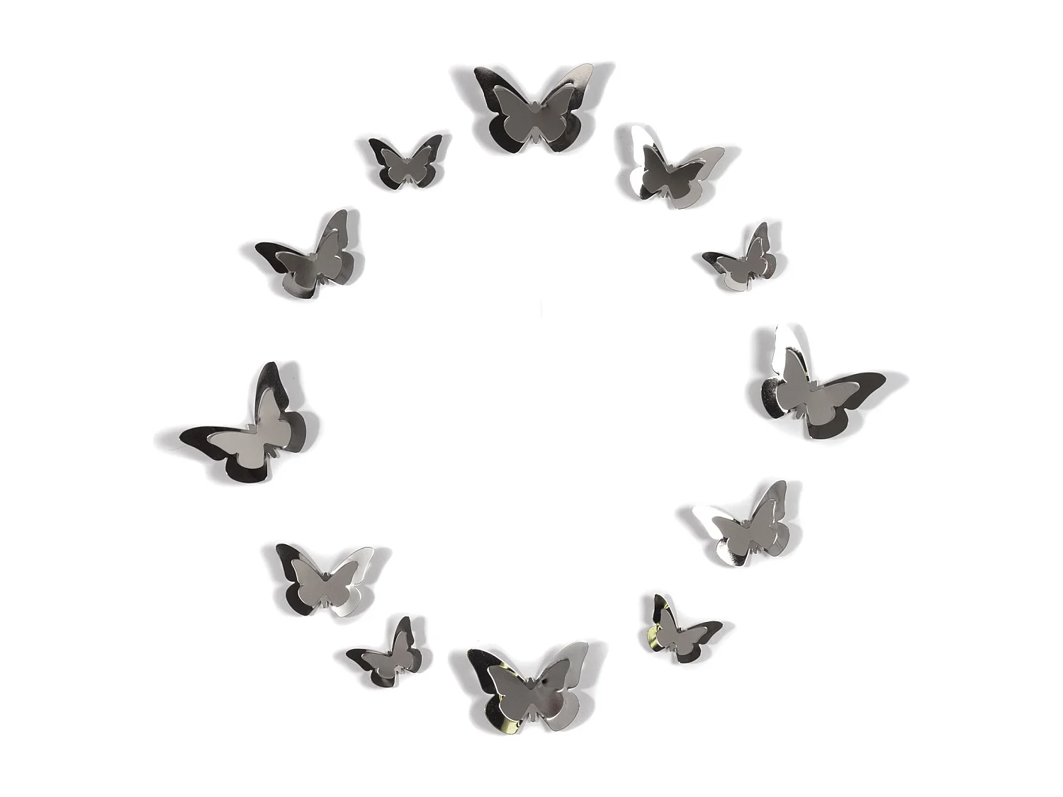 DÉCORATION MURALE nuée de papillons Métal, 12 papillons argenté