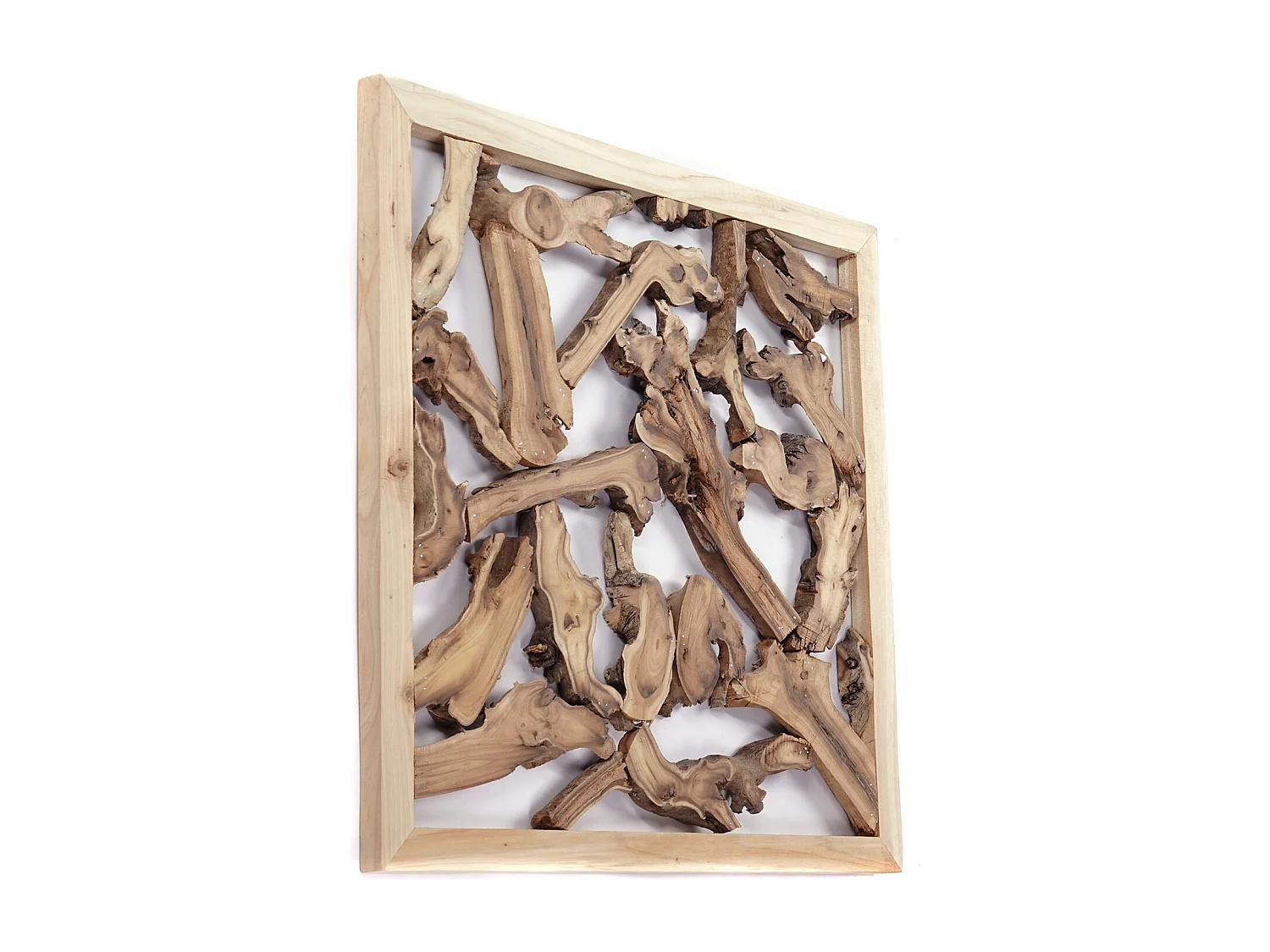 WANDDEKO Branch 56x56 cm, Teak Wurzelholz massiv naturfarben