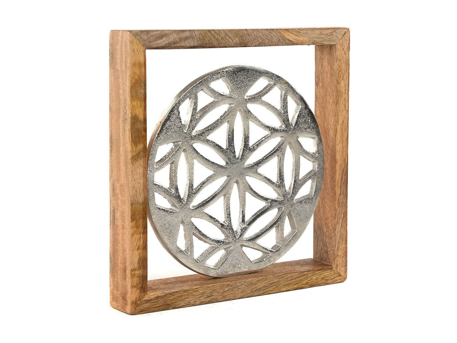 FRESQUE Variations tête Métal, bois de mangue argent-brun