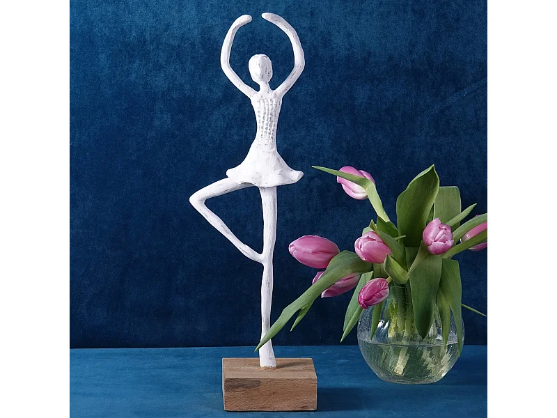 SCULPTURE BALLERINE II Bois de mangue blanc-nature