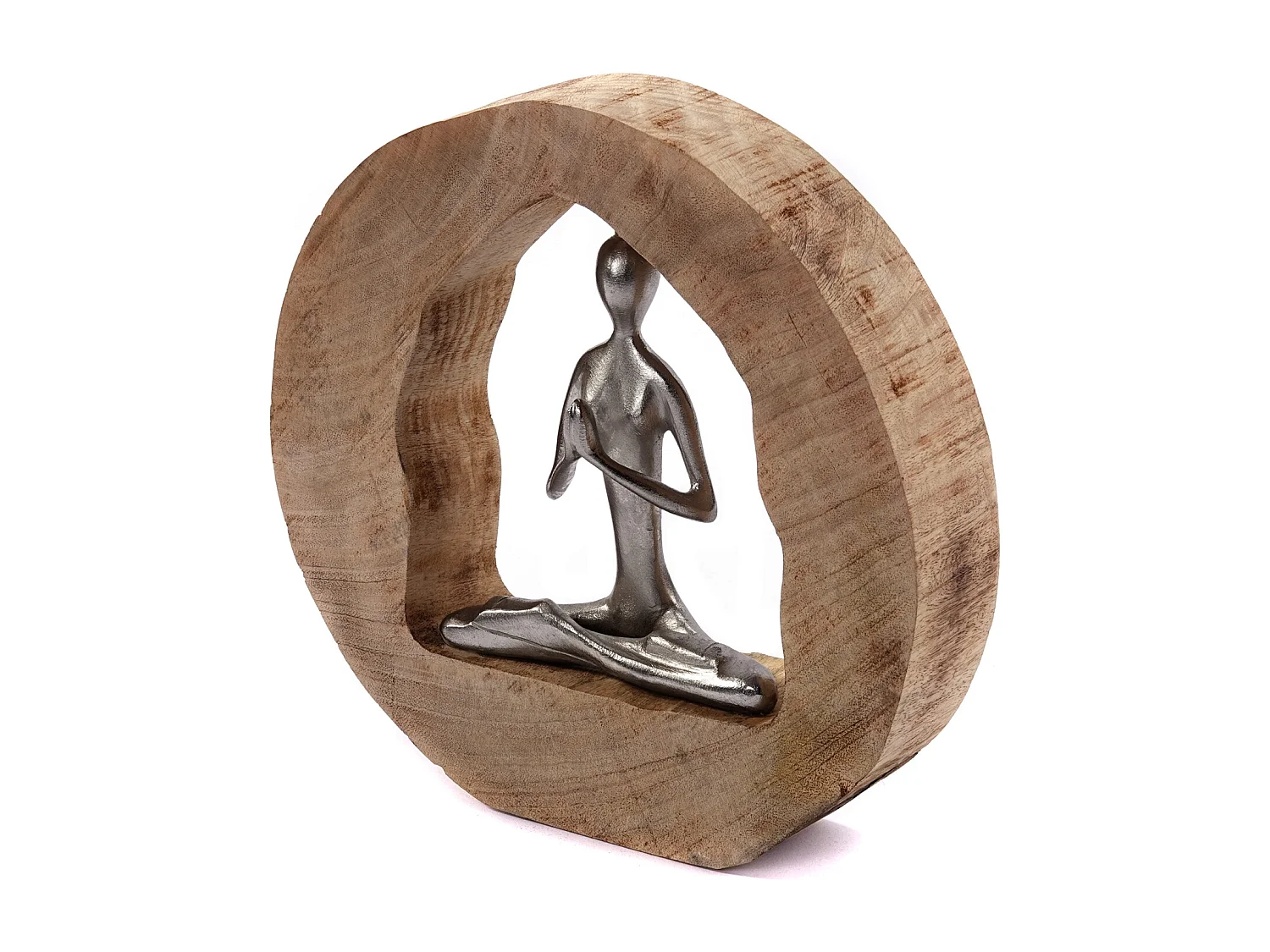 SKULPTUR Yoga Log Mangoholz-Sockel silber-natur