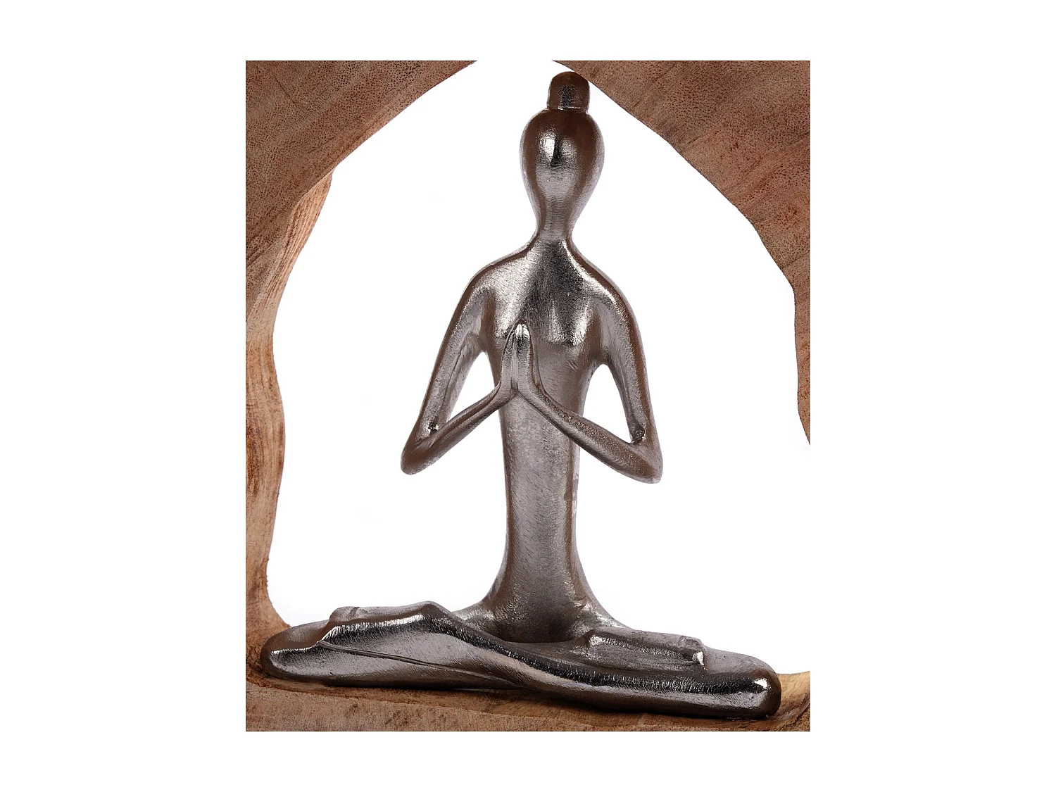 SCULPTURE Journal de yoga Socle en bois de mangue argent-nature