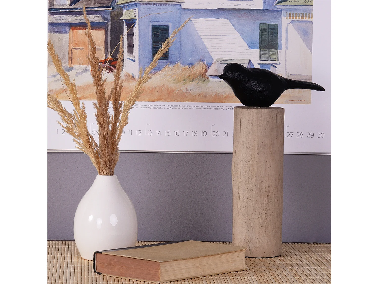 SCULPTURE VOGEL Birdy I Socle en bois de mangue noir-nature