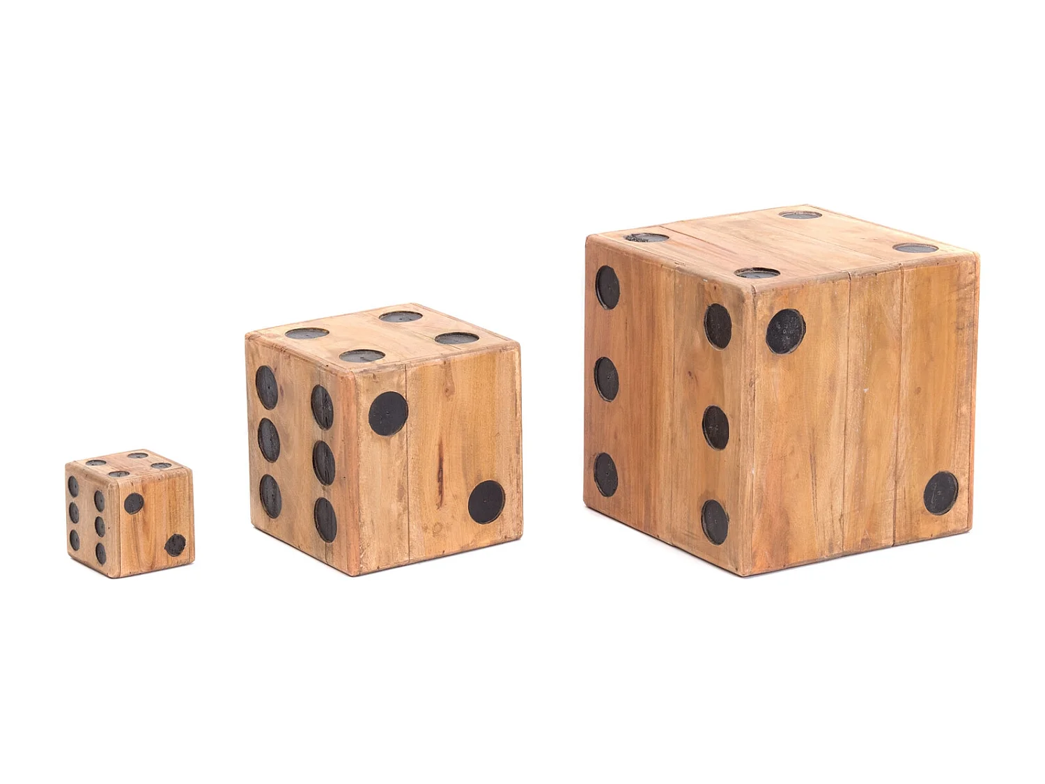 SCULPTURE Jeu de dés 12 Bois massif, 12 cm couleurs naturelles