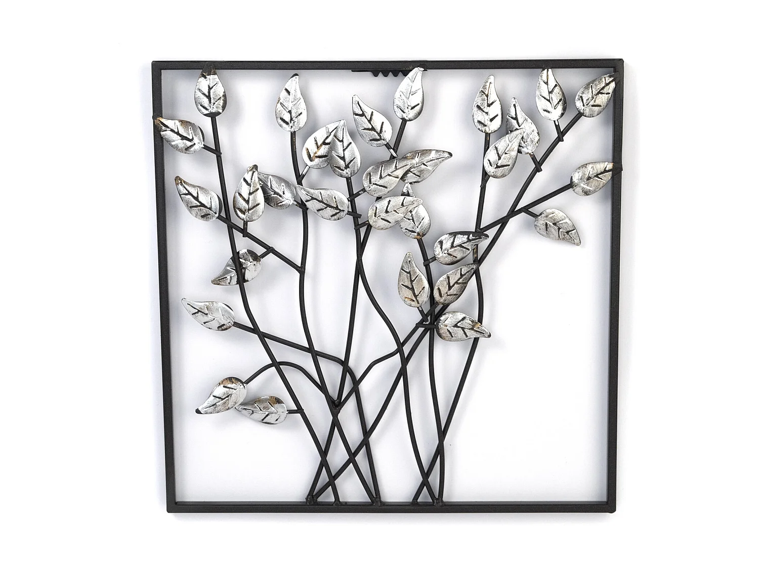 DÉCORATION MURALE Feuilles 30x30 cm, métal argent antique