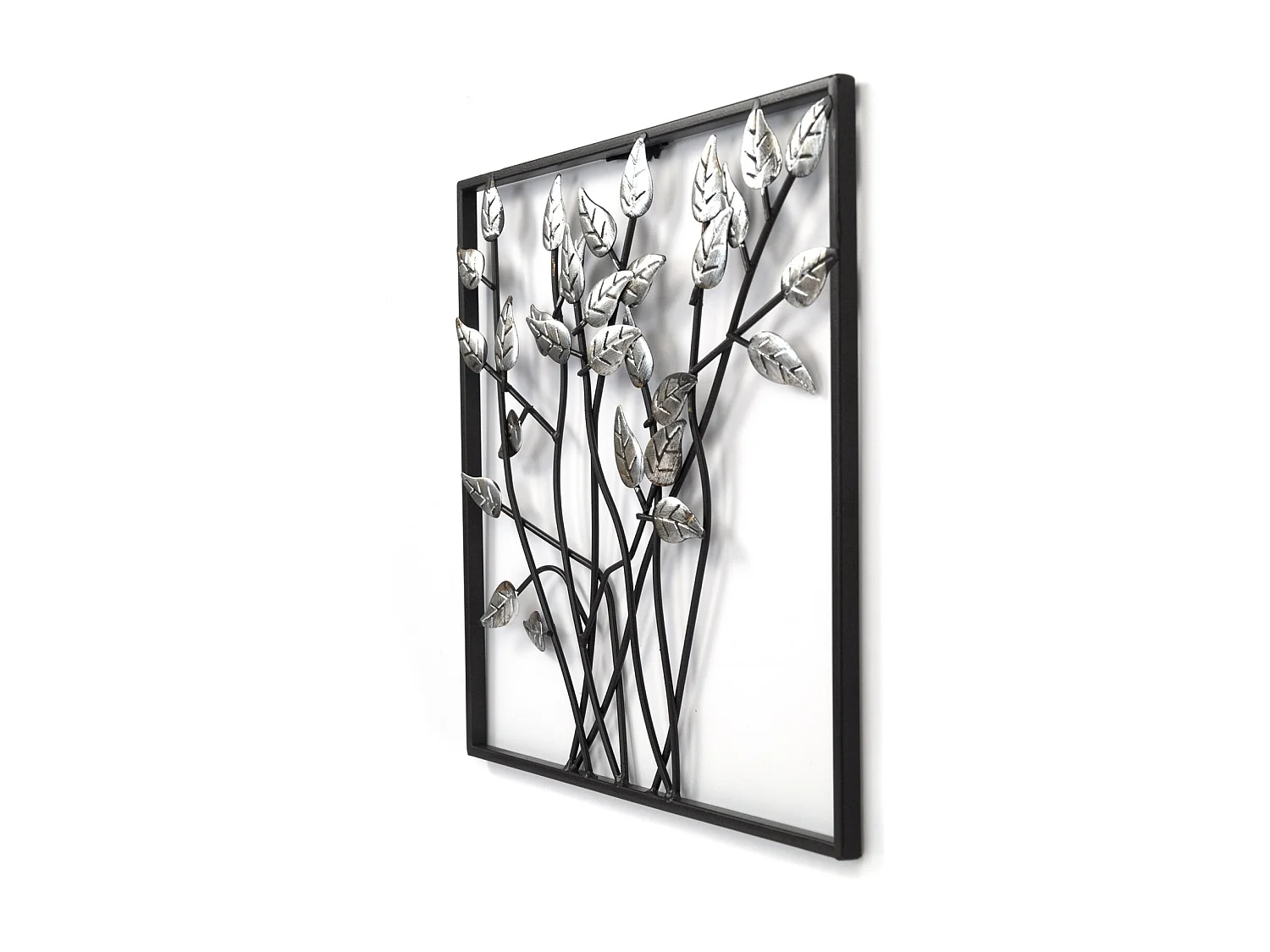 DÉCORATION MURALE Feuilles 30x30 cm, métal argent antique
