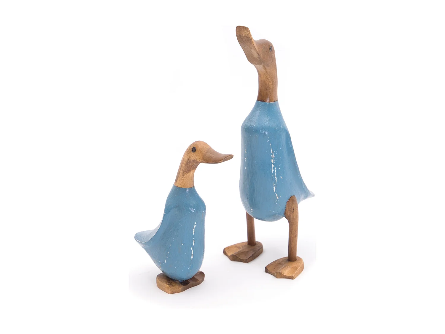 FIGUREN-SET Duck 2-teilig Massivholz, Ente in 2 verschiedenen Größen blau
