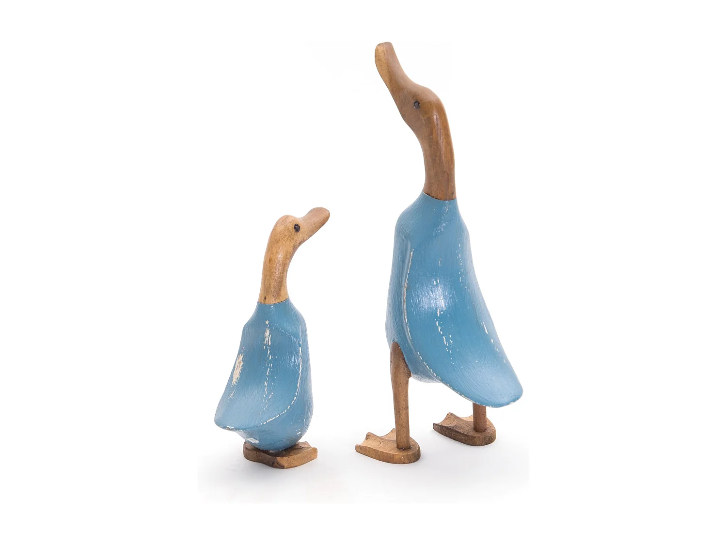FIGUREN-SET Duck 2-teilig Massivholz, Ente in 2 verschiedenen Größen blau