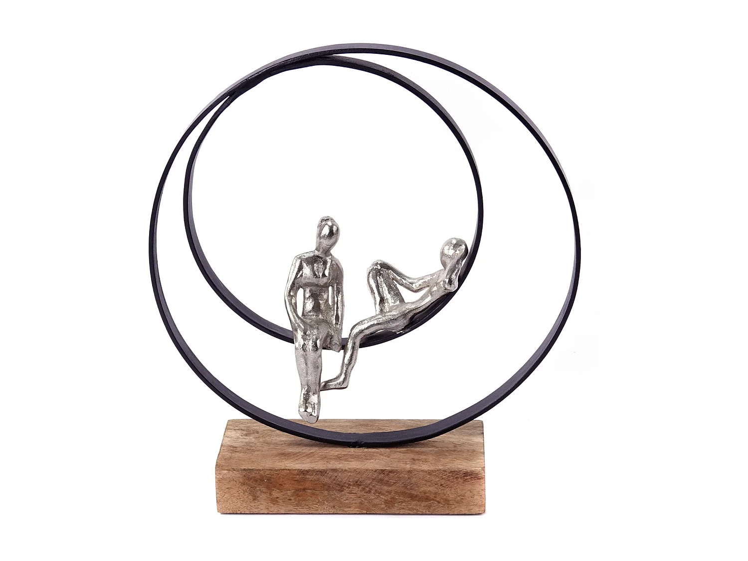 SKULPTUR Date Mangoholz, Metall silber-natur